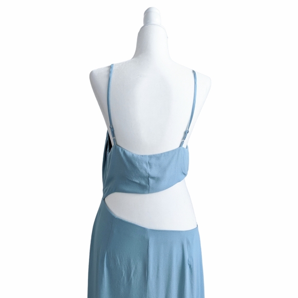 Reformation 'Kiwi' Turquoise Blue Asymmetrical Cutout High Slit Maxi Dress 10 - Picture 8 of 16